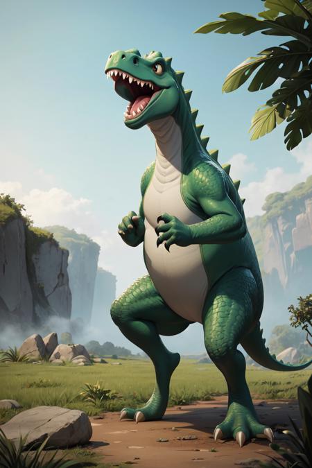 381600-407919025-no humans,(best quality, masterpiece), green dinosaur, (two hands_1.2),(two legs_1.4),(one tail),(Perfect Tail_1.1),standing,sol.png